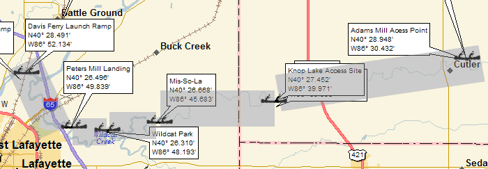 Wildcat Creek North Fork access points in Lower Valley