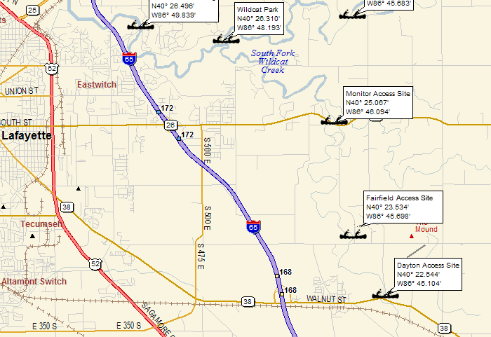 South Fork of Wildcat Creek access points