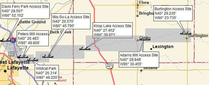 Wildcat Creek North Fork access points in Lower Valley